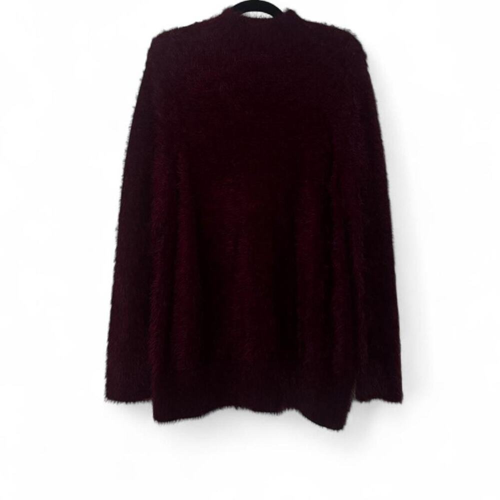 NEW MINKPINK Burgundy Maroon High-Neck Open Back Eyelash Knit Sweater — SMALL